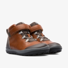 Camper Dark Brown Boots Kids - Peu Pista Online Ireland | KVDUQ3296